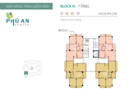 Mặt bằng tầng điển hình Block H căn hộ Phú An Cent